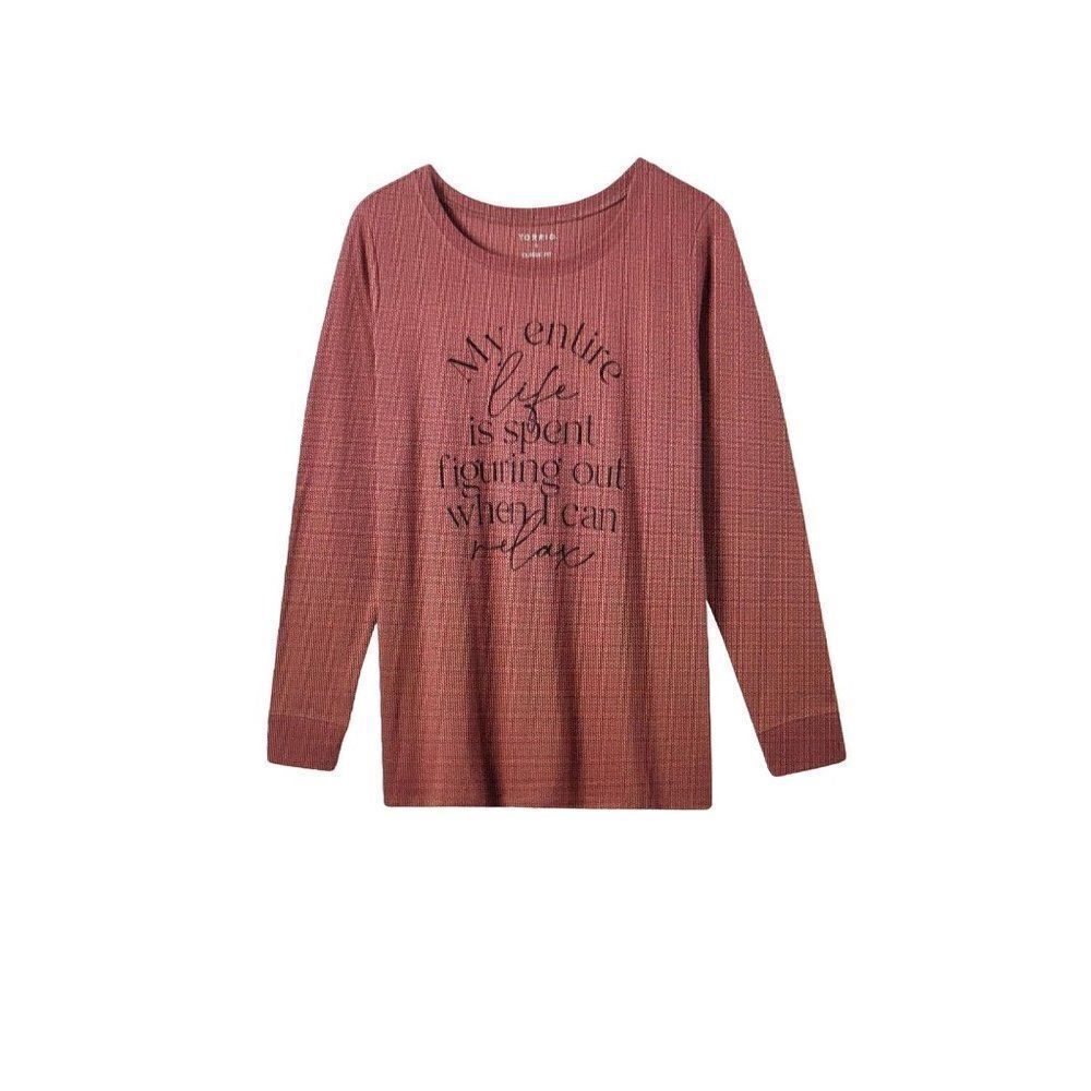 TORRID My Entire Life Jersey Crew Neck L/S Tee  Women Plus 0X NWT